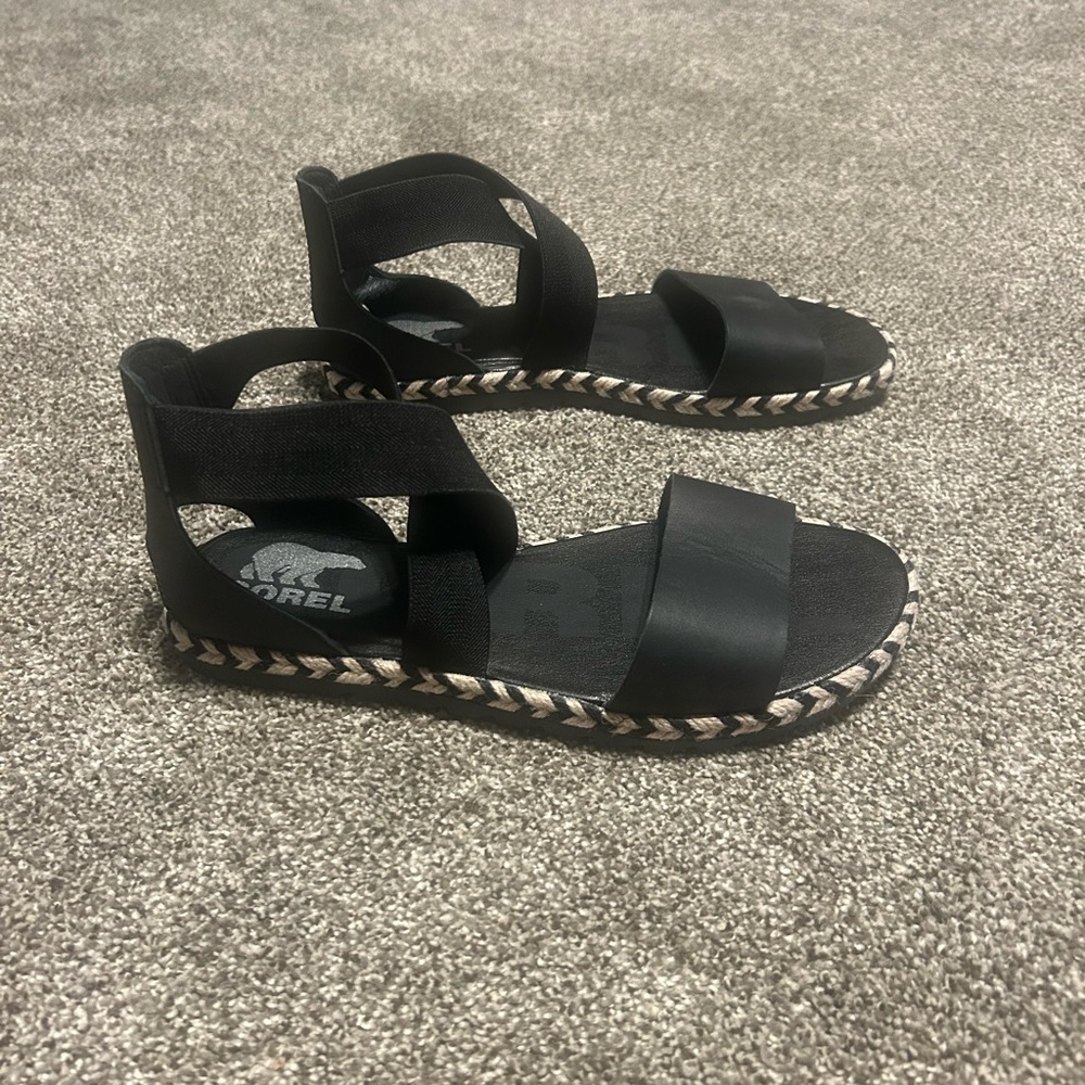 Sorel Black Strappy Women's Sandals